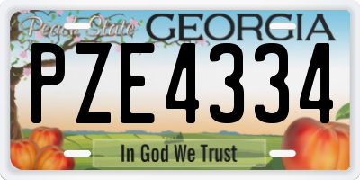 GA license plate PZE4334