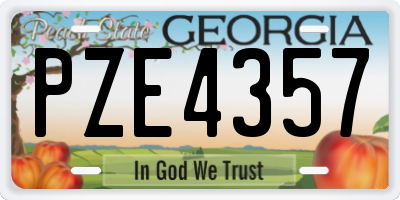 GA license plate PZE4357