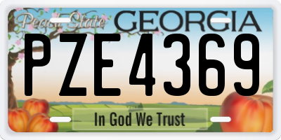 GA license plate PZE4369