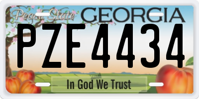 GA license plate PZE4434