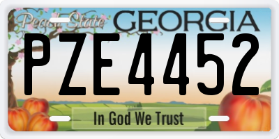 GA license plate PZE4452