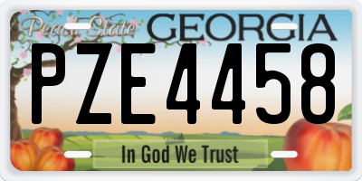 GA license plate PZE4458