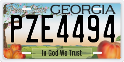 GA license plate PZE4494