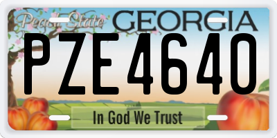 GA license plate PZE4640