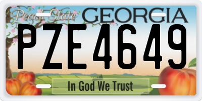 GA license plate PZE4649