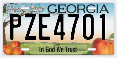 GA license plate PZE4701