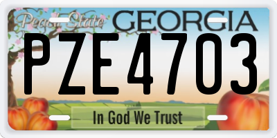 GA license plate PZE4703