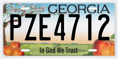 GA license plate PZE4712