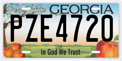 GA license plate PZE4720