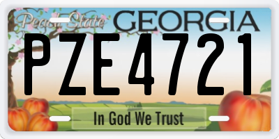 GA license plate PZE4721