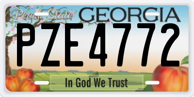 GA license plate PZE4772