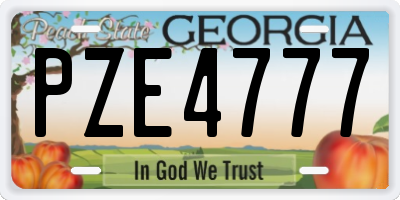 GA license plate PZE4777