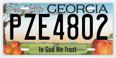 GA license plate PZE4802
