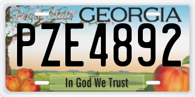 GA license plate PZE4892