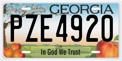 GA license plate PZE4920