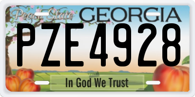 GA license plate PZE4928