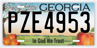 GA license plate PZE4953