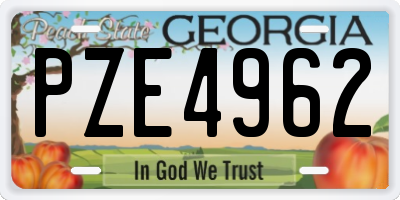 GA license plate PZE4962