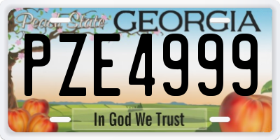 GA license plate PZE4999