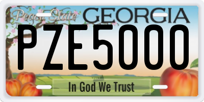 GA license plate PZE5000