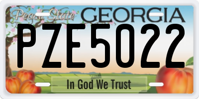 GA license plate PZE5022