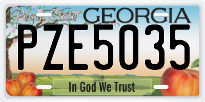 GA license plate PZE5035