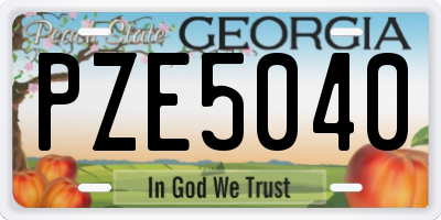 GA license plate PZE5040