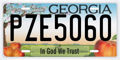 GA license plate PZE5060