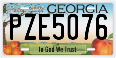 GA license plate PZE5076