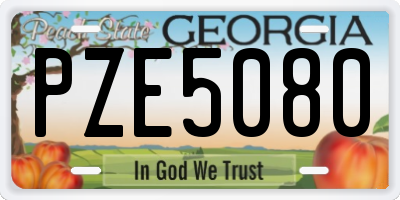 GA license plate PZE5080