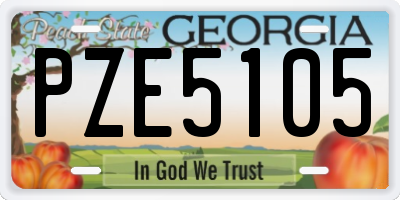 GA license plate PZE5105