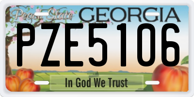 GA license plate PZE5106