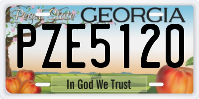 GA license plate PZE5120