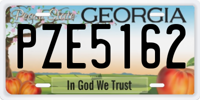 GA license plate PZE5162