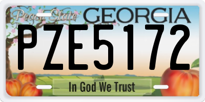 GA license plate PZE5172