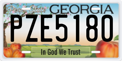 GA license plate PZE5180
