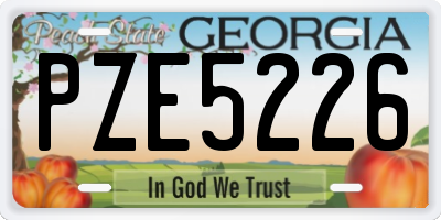 GA license plate PZE5226