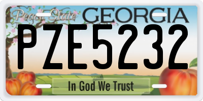 GA license plate PZE5232