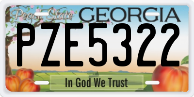 GA license plate PZE5322