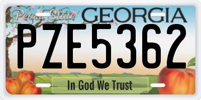 GA license plate PZE5362