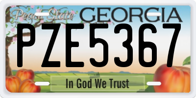 GA license plate PZE5367