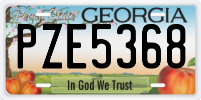 GA license plate PZE5368