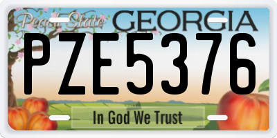 GA license plate PZE5376