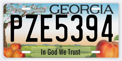 GA license plate PZE5394
