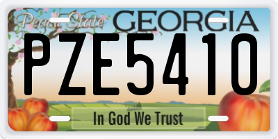 GA license plate PZE5410