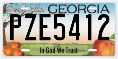 GA license plate PZE5412