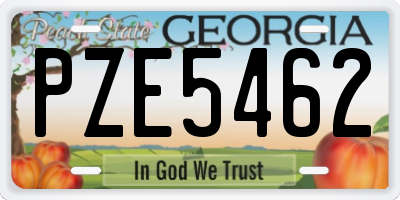GA license plate PZE5462