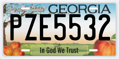 GA license plate PZE5532