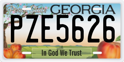 GA license plate PZE5626