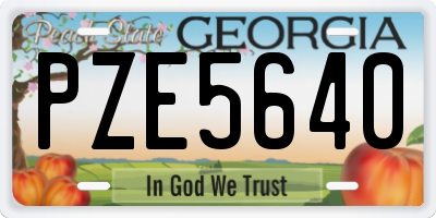 GA license plate PZE5640